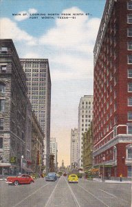 Texas Fort Worth Main Street Looking North From Ninth 1954