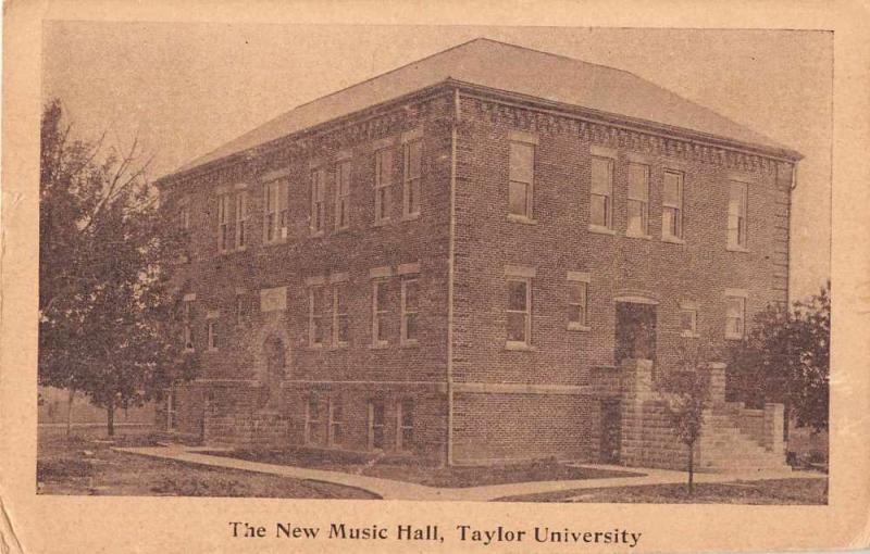 Upland Indiana Taylor University Music Hall Antique Postcard J50816
