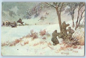 Prague Czech Republic Postcard Army Hunting 1918 WW1 Soldier Mail Art