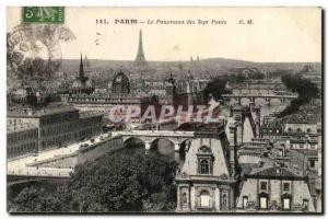 Paris Old Postcard The panorama of the seven bridges