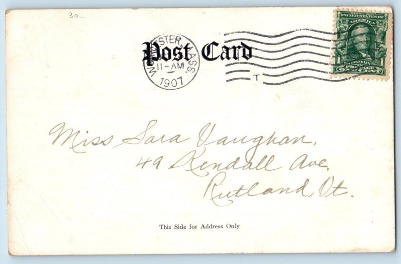 Signed Postcard Who The Devil Sent Me This Worcester Massachusetts MA 1907