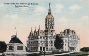 Connecticut Hartford State Capitol Building and Petersburgh Express 1914