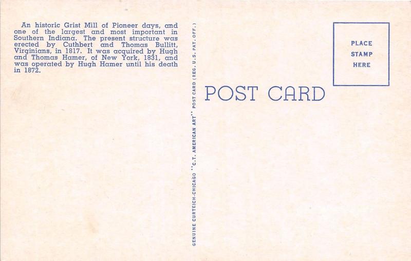 MITCHELL INDIANA HAMER'S MILL SPRING HILL STATE PARK POSTCARD