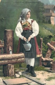 B585 Woman traditional Austrian costume from Gailtal area of ​​Carinthia Austria