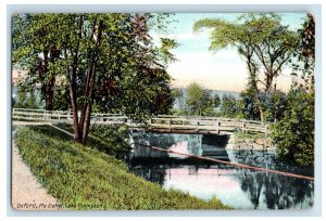 c1910 Bridge Scene, Outlet, Lake Thompson Oxford Maine ME Antique Postcard