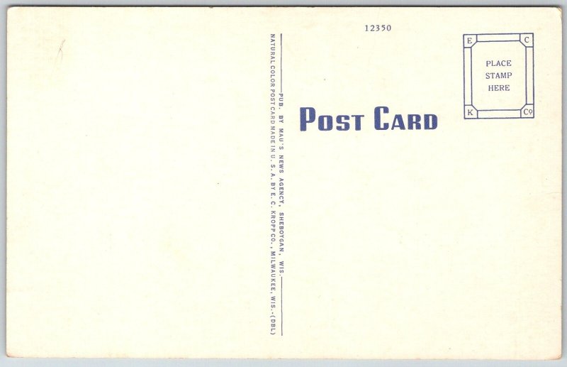 Sheboygan Wisconsin 1940s Postcard Masonic Temple