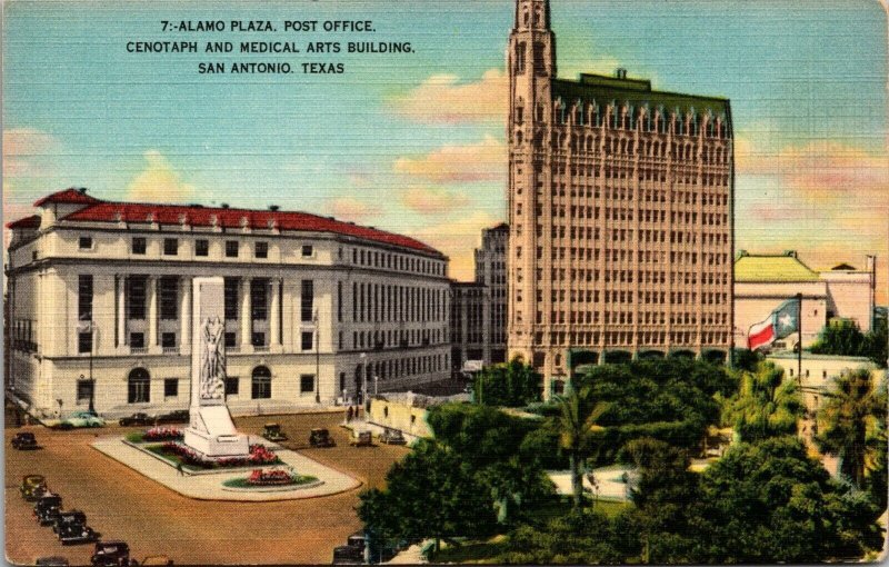 7:- Alamo Plaza Post Office Cenotaph & Medical Arts Building San Antonio TX PC1