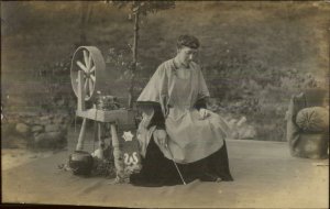 Woman at Spinning Wheel - Theatre? c1910 Real Photo Postcard