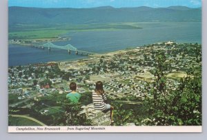 Aerial View From Sugarloaf Mountain, Campbellton, New Brunswick, Chrome Postcard