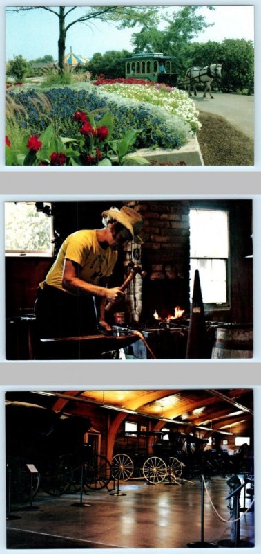 3 Postcards AURORA, Illinois IL ~ Wagon BLACKBERRY HISTORICAL FARMS Blacksmith