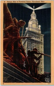 CLEVELAND, OH  Soldiers & Sailors Monument & TERMINAL TOWER  c1940s  Postcard