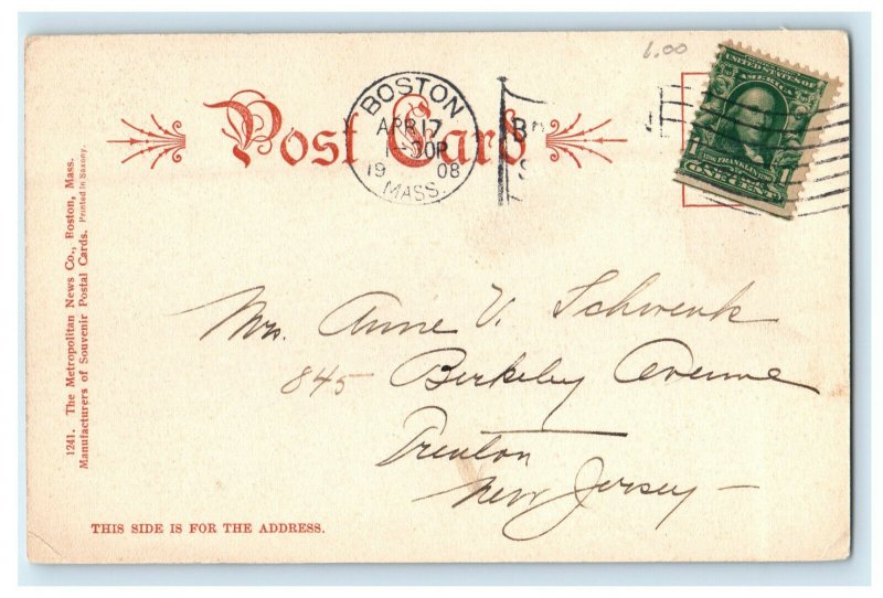 1908 John Harvard Statue, Cambridge Massachusetts MA Posted Cancel Postcard