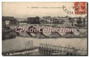 Old Postcard Limoges The Vienna and the Pont St Martial