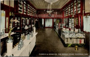 Hastings Nebraska Farreus & Neimeyer Drug Store Interior View Postcard V20