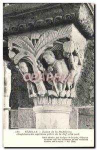 Postcard Old Vezelay Madeleine Church Capital of Second Pillar Saint Martin