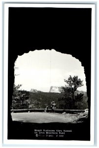 c1940's Mount Rushmore Thru Tunnel On Iron Mountain Road SD RPPC Photo Postcard