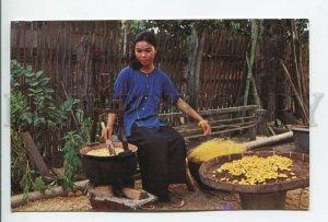 460921 Thailand provincial silk production girl real posted to Germany Vintage
