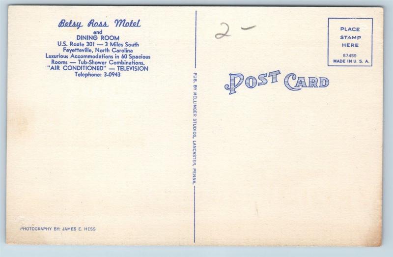 Postcard NC Fayetteville Betsy Ross Motel Multiview Vintage Linen N8