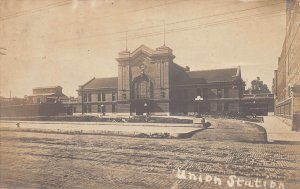 J75/ Lexington Kentucky RPPC Postcard c1907 Railroad Depot Union Station 32