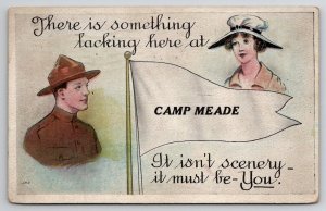 Soldier And His Lady Camp Meade To Big Pool MD Family Postcard Y29