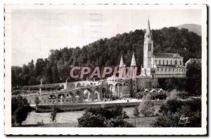 Modern Postcard Lourdes Basilica and Calvary