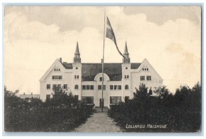 1914 Scene at Lollands Hojskole Søllested Denmark Flag Posted Antique Postcard