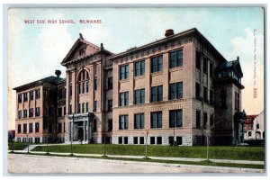 c1950's West Side High School Campus Building Dirt Road Milwaukee WI Postcard