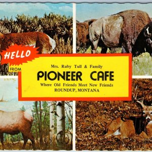 c1970s Roundup, MT Mrs. Ruby Tull's Pioneer Cafe Greetings Advertising PC A178