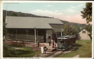 Holyoke MA Trolley at Lower Station Mt. Tom c1910 Detroit Publishing Postcard