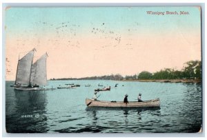 Winnipeg Manitoba Canada Postcard Winnipeg Beach Boat Sailboat 1913 Antique