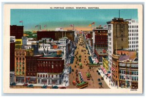 Winnipeg Manitoba Canada Postcard Portage Avenue c1930's Vintage Unposted