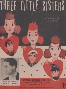 Three Little Sisters Donald Peers 1950s Sheet Music
