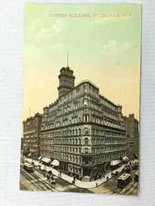 Vintage Postcard 1910's Powers Building Corner Scene Rochester NY New York