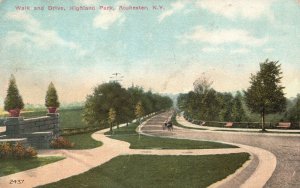 Vintage Postcard 1910's Walk and Drive Highland Park Grounds Rochester New York