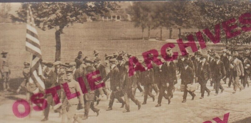St. Louis MISSOURI RPPC 1917 U.S. ARMY Soldiers Marching JEFFERSON BARRACKS WW1