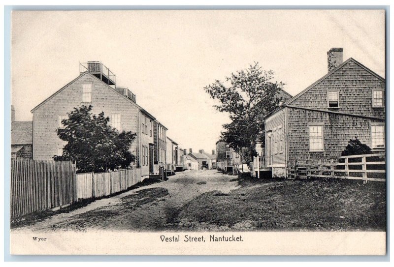 c1920's Vestal Street Dirt Road Houses Nantucket Massachusetts Vintage Postcard
