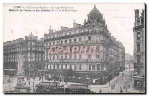 Old Postcard insurance Lyon Carnot monument and the headquarters of the Mutue...