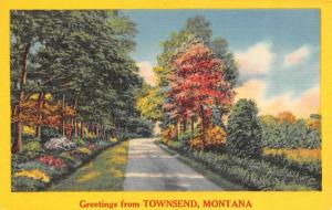 MT, Montana   TOWNSEND Greetings~Country Lane  BROADWATER CO  c1940's Postcard