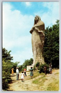 Native Americana~Illinois~Lowden State Park~Black Hawk Statue~1950s Postcard