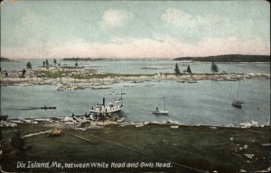 Dix Island Maine ME Water View White Head Boats Sailing c1910 Vintage Postcard