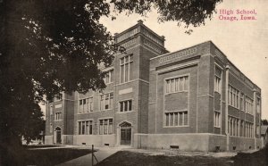 Vintage Postcard 1915 Osage High School Building Osage Iowa IA