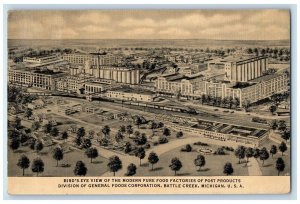 1940 Birds Eye View Modern Pure Food Factories Battle Creek Michigan MI Postcard