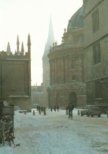 Postcard Radcliffe Square Snow Near Oxford University & Colleges Oxford England