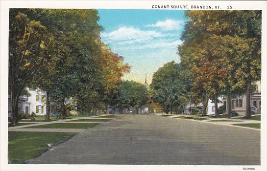 Vermont Brandon Conant Square Street Scene Curteich