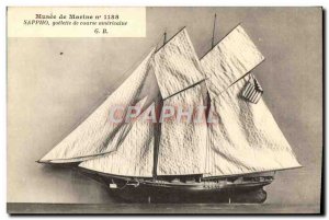 Old Postcard Navy Museum Sappho race American Schooner Sailboat