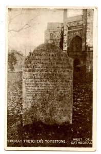 UK - England, Hampshire. Winchester Cathedral, Thomas Thetcher's Toombstone