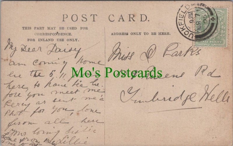 Genealogy Postcard - Parks, 109 Queens Road, Tunbridge Wells, Kent GL4