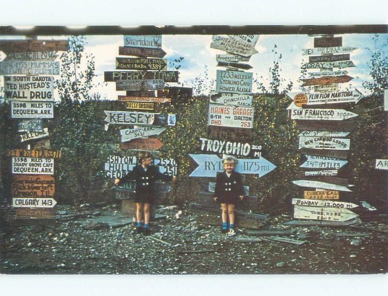 Unused Pre-1980 VINTAGE MILEAGE SIGNS Watson Lake Yukon Territory YT E7318