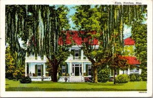 Linen Postcard Elgin Historic Home in Natchez, Mississippi