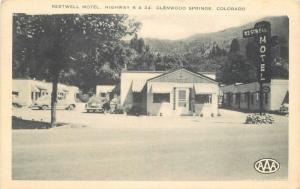 Autos 1950s Glenwood Springs Colorado Restwell Motel roadside Artvue 6993